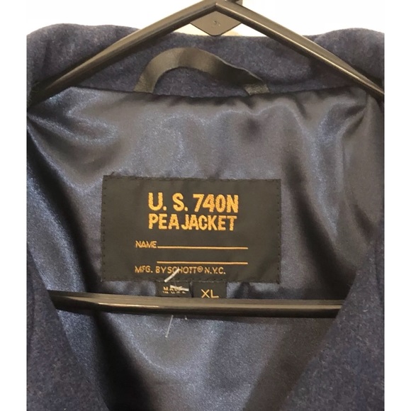 SCHOTT NYC WOOL BLEND PEA COAT JACKET SLIM FIT - Picture 6 of 7